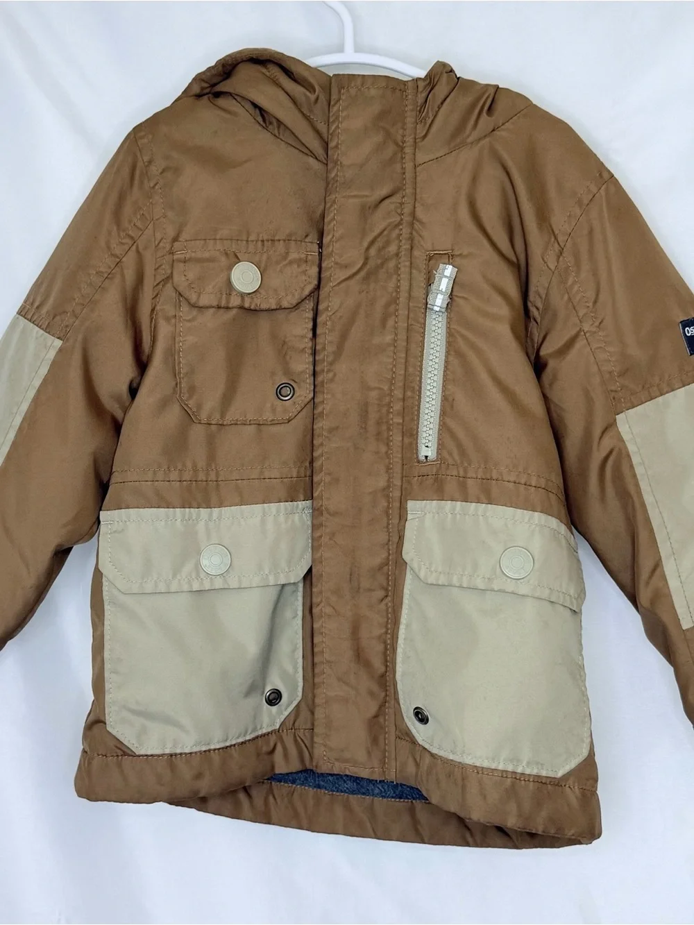 OshKosh B'gosh Brown and Tan Hooded Kids Jacket